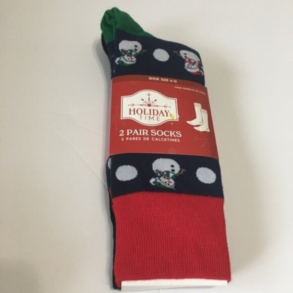 Holiday Time Men's Festive Red and Green Socks - 2 Pair Pack